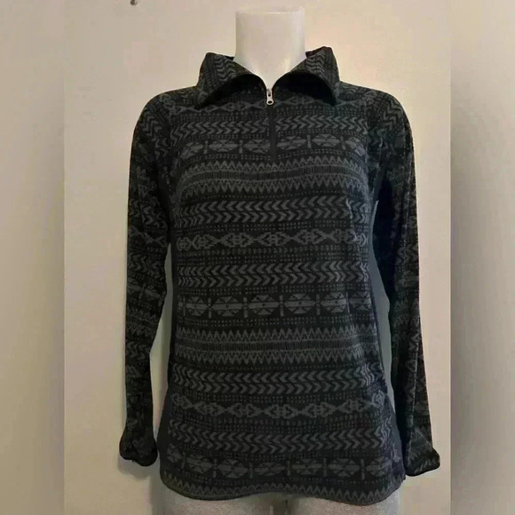 Columbia 3/4 zip black & grey Aztec fleece top, women’s M - Picture 4 of 8
